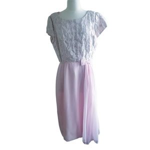 1950s Unlabeled Pink‎ & Silver Party Dress